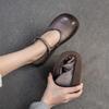 Johnature Flache Retro-Schuhe aus echtem Leder mit weicher Sohle, bequeme, leichte Pendlerschuhe für Damen