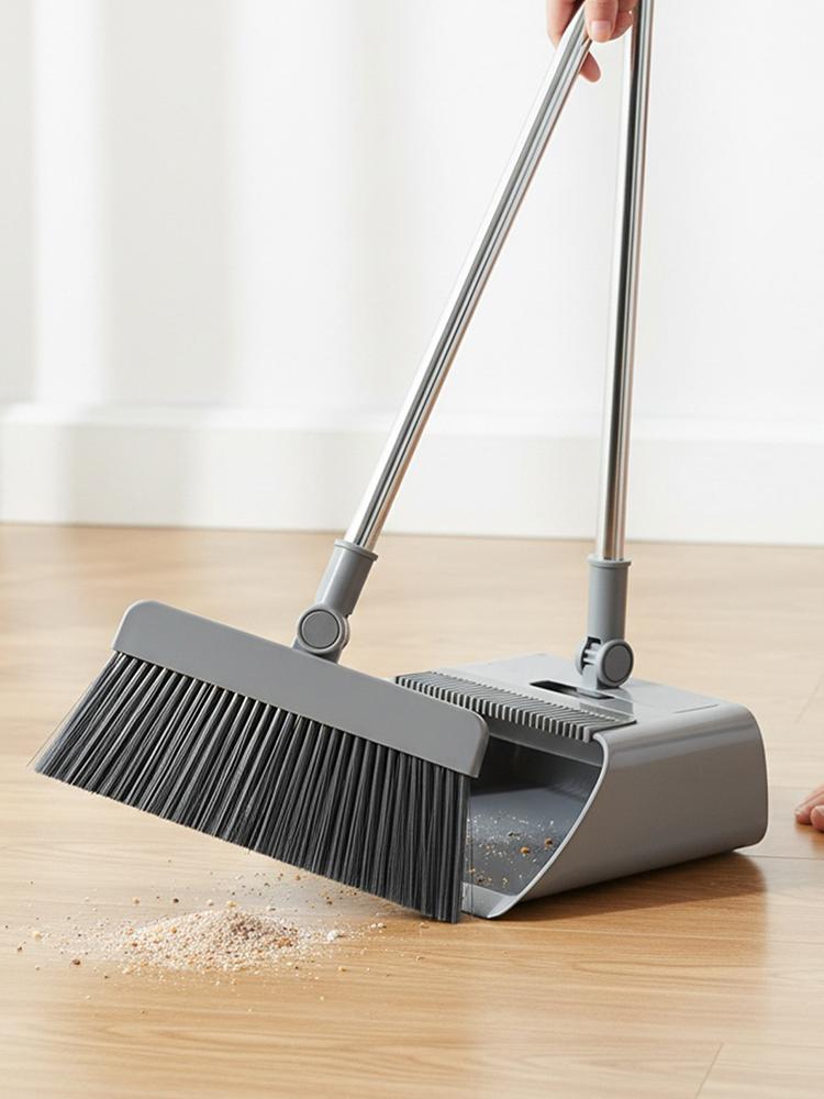 Broom and Dustpan Set Self-Cleaning Teeth Design Broom Shovel Set for Home Office Indoor Outdoor Sweeping