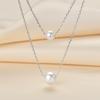 IOGOU 100% 925 Sterling Silver 5.5-6mm&8-8.5mm Round Natural Freshwater Pearl Double Layer Necklace for Women Wedding Jewelry