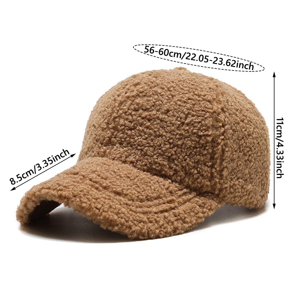 Warm Outdoor Dad Hat Artificial Lamb Wool Autumn Winter Hat Plush Baseball Cap  for Women & Men