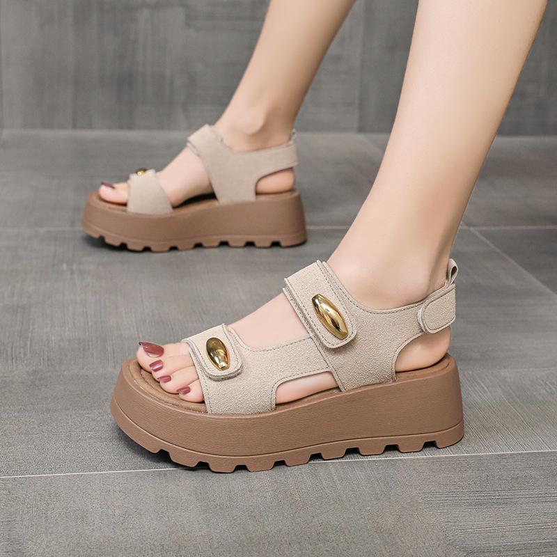 Mode Dam Enfärgade Casual Sandaler, Plattform Ankelspänne Mjuk Sula Gå Kilskor, Slingback Sommarskor