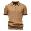 Herren Unifarbenes Sport-Reißverschluss-Polohemd Athletische Soziale Poloshirts Herren Büro Slim Fit