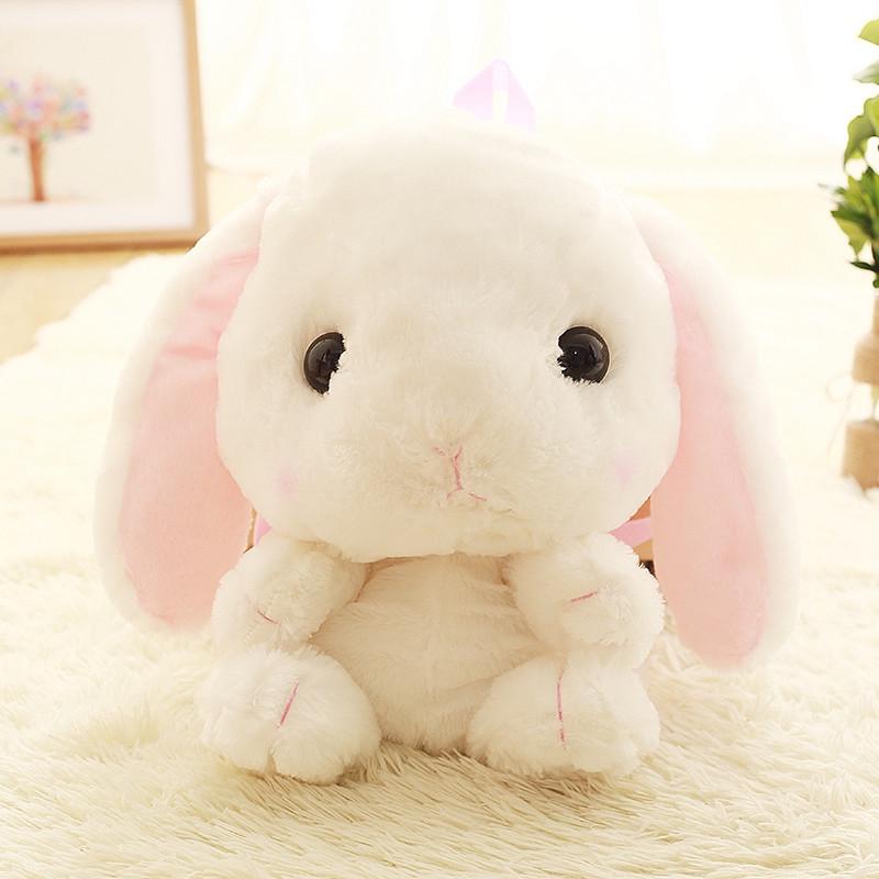 

Children s Fluffy Rabbit Plush Toy Backpack with Big Ears - Perfect for Birthdays and Children’s Day 40 cm грязно-белый
