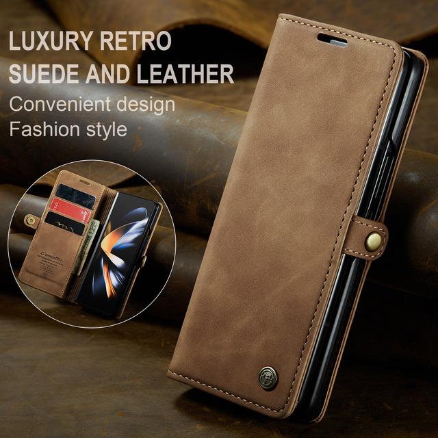 

Матовый кожаный чехол для телефона для Samsung Galaxy Z Fold4 5g Fold 4 Fold5 Fold 5 Zfold4 Держатель для карт Сумка-кошелек for Samsung Z Fold 4 коричневый