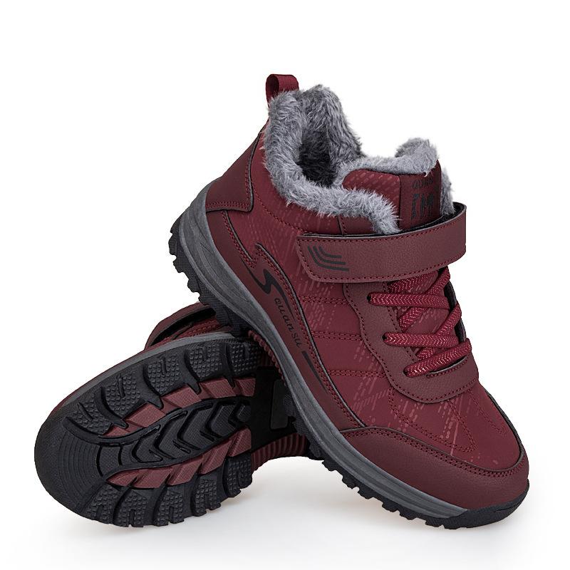 Winter Velvet Thickened Warm Non-slip Outdoor Cotton Shoes Casual High-top Walking Shoes Anti-splashing Mother Shoes