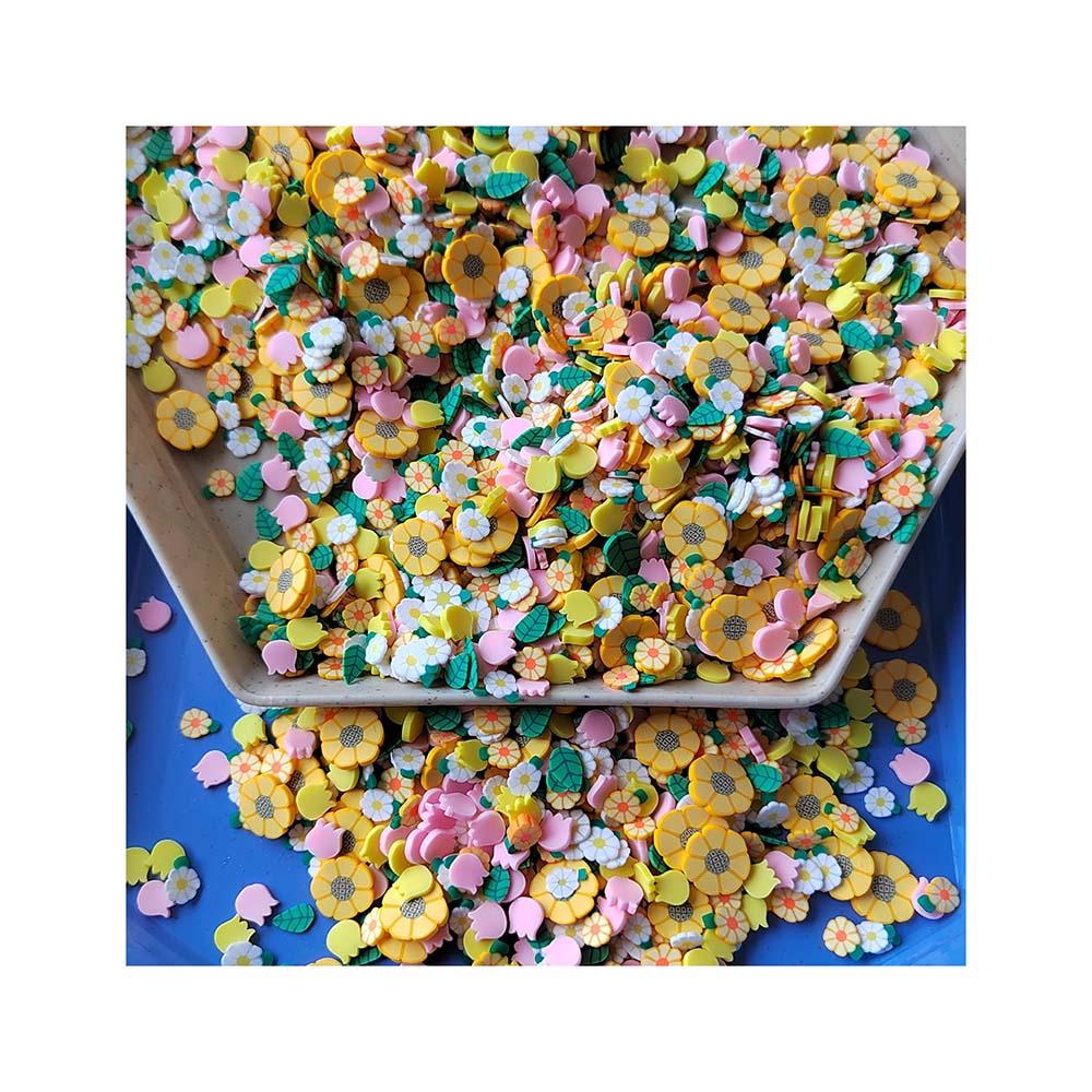 Flower Clay Slices Mixed Flower Non Edible Sprinkle Spring Themed Polymer Clay Sprinkles for Nail Art Supplies, Shaker and Slime