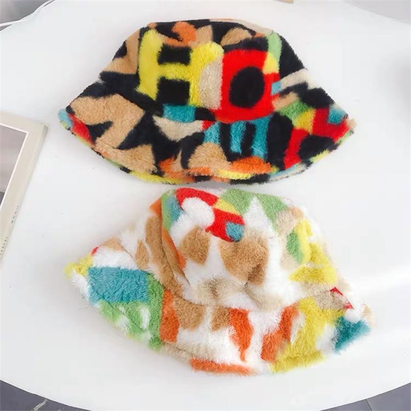 Dye Leopard Tie Print Plush Retro Fisherman Hat Thickened Warm Accessories Girl