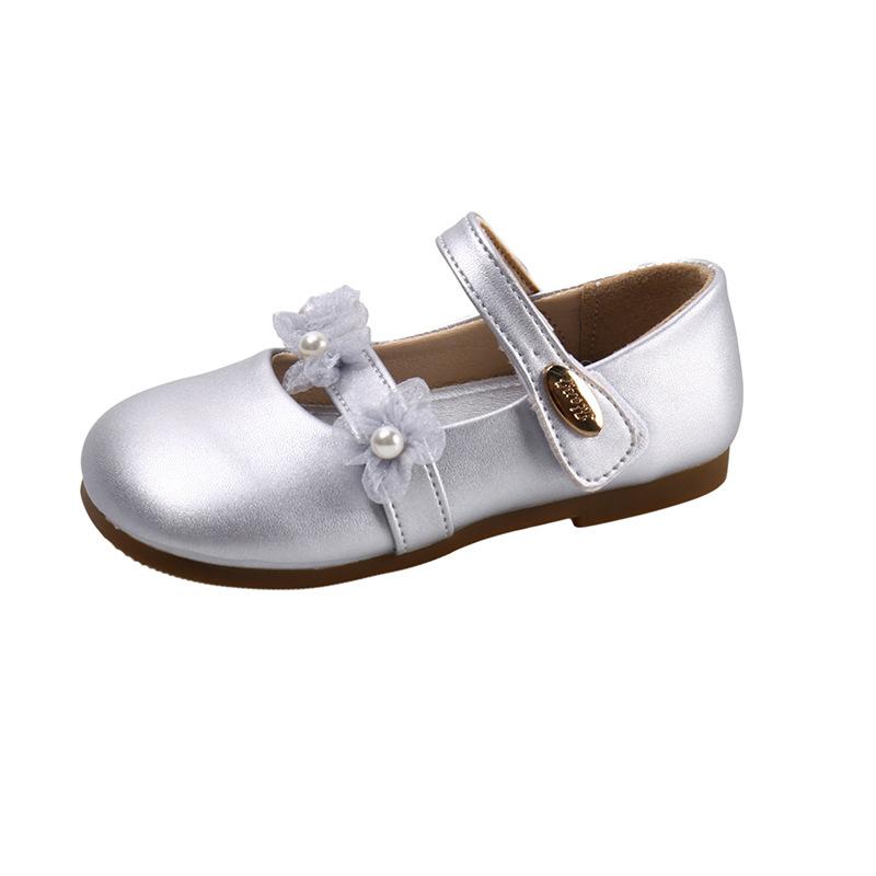 Girls' princess shoes 2025 spring and autumn new baby girl white flower small leather shoes with skirt soft sole children's single shoes