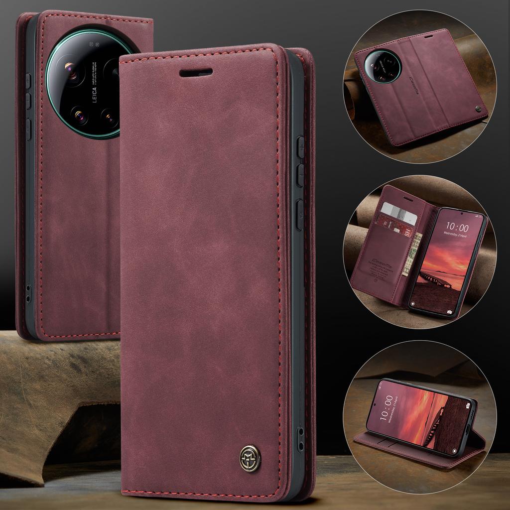 CaseMe För Xiaomi 17 Ultra Lyxigt Retro Magnetisk Flip PU-läder Fodral för Xiaomi 17 17Ultra Plånboksfodral Telefon Coque
