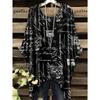 Women 's T-Shirt Simple Color Gradient Print Elegant Irregular Hem O- Neck Women's Clothing T-Shirt Vacation Clothes for Woman