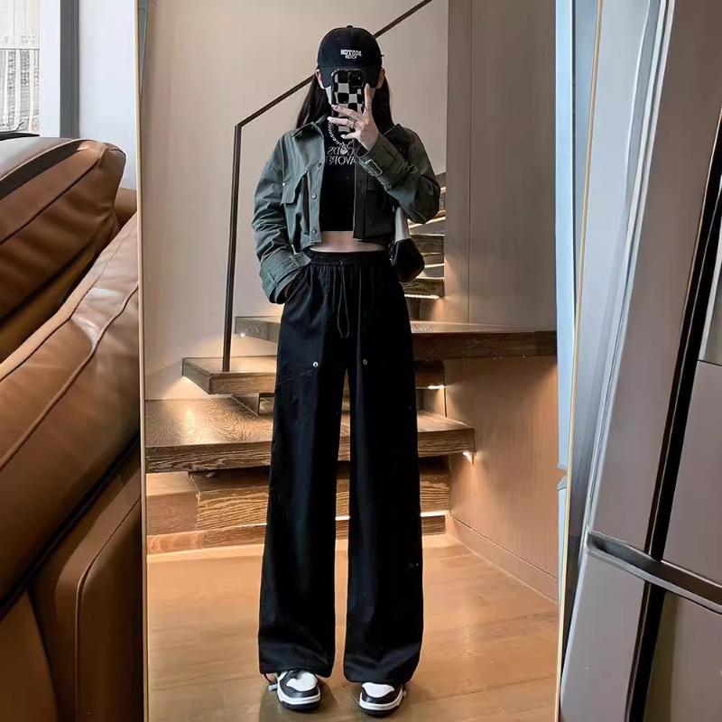 Overalls women's spring and autumn summer new high waist loose drape ruffian large size casual wide-leg sweatpants