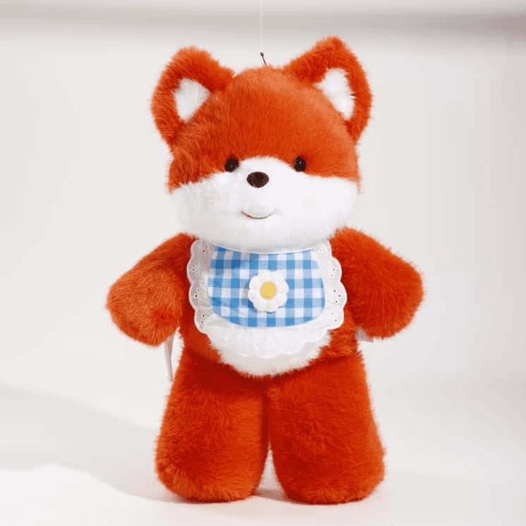 Bear Elephant Bib Rabbit Fox Plush Toy Stuffed Animal Doll Bedroom Decoration