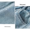 Women's Summer Slimming Rhinestone Denim Hot Pants - Loose Wide-Leg Petite Style