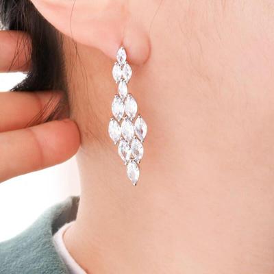 Women's Silver Rose Gold Black Drop Earrings