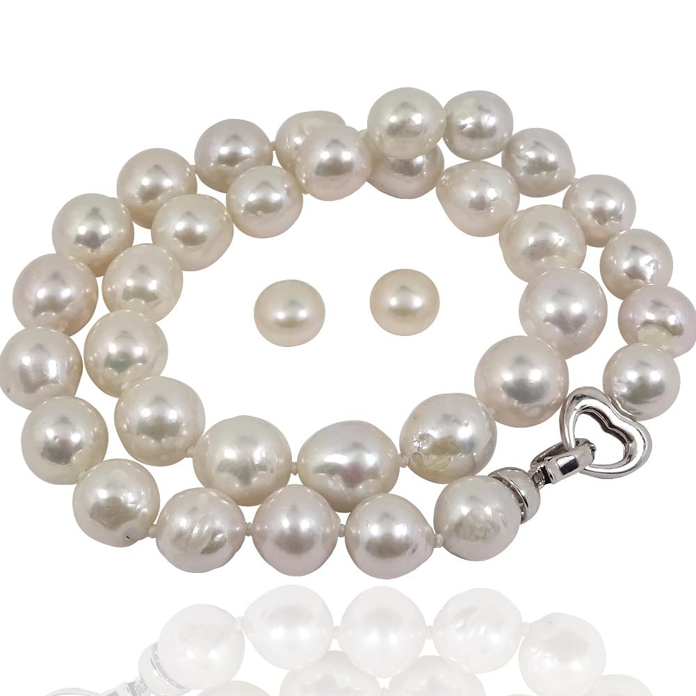 [Your and My Jewelry Box] Extra Large Pearl Necklace and Earring Set (11-13mm Natural Lake Pearls)