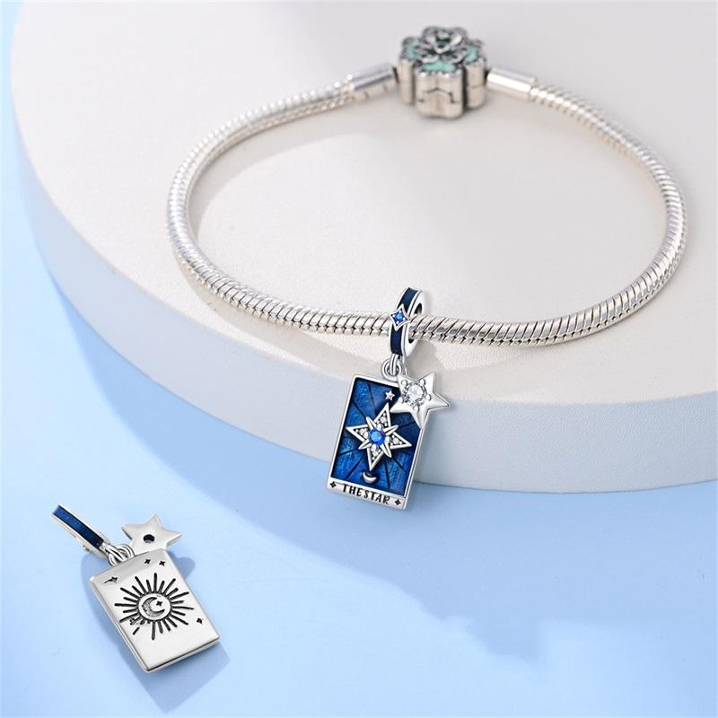 Charms Copper Blue Star Tarot Card Bead Charms Fit Original Charm Bracelet Necklace Beads Diy Jewerlry Accessories