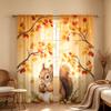 2PCS Digital Print Sheer Curtain, Autumn Forest Squirrel, Fall Woodland Animal - Voile Drapes for Bedroom Living Room Decor