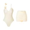 Two-piece Solid Flower One-piece Swimsuit