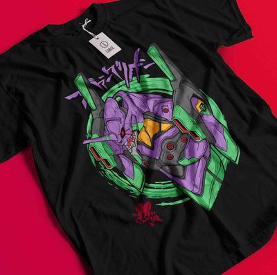 Neon Genesis Evangelion T-shirt Eva Unit 01 Japanese Black Anime Shirt All Size BB1317