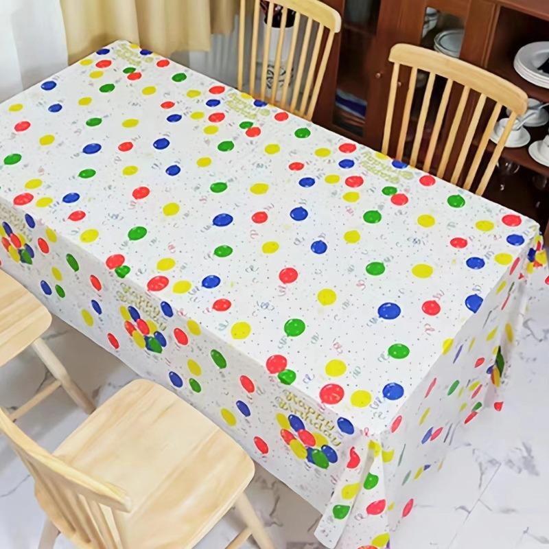 Happy Birthday Tablecloth Balloon Printed Disposable Waterproof Tablecloth Kindergarten Party Decora Birthday Theme Decoration Rectangular Tablecloths