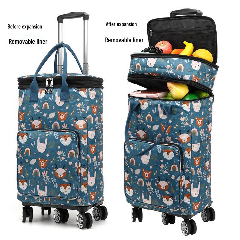 Carrello della spesa pieghevole leggero con manico telescopico e ruote universali per generi alimentari e campeggio