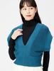 N Natural Beauty Mesh Knit Size M Basic Women's V-Neck Vest, Blue,