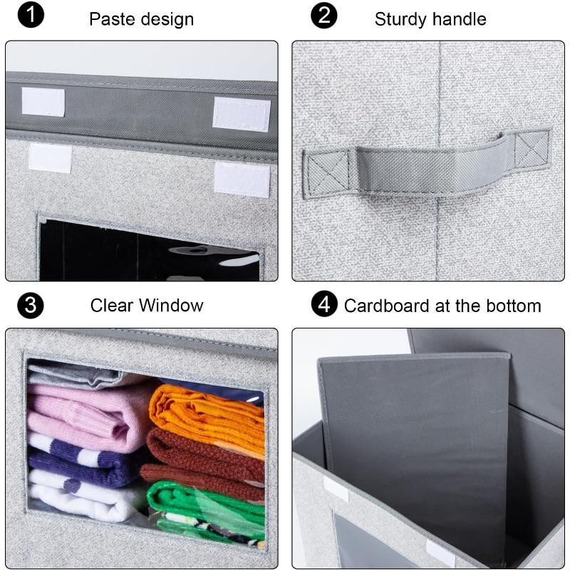 large foldable stackable storage box with lid, closet storage bag and basket suitable for home, office, bedroom