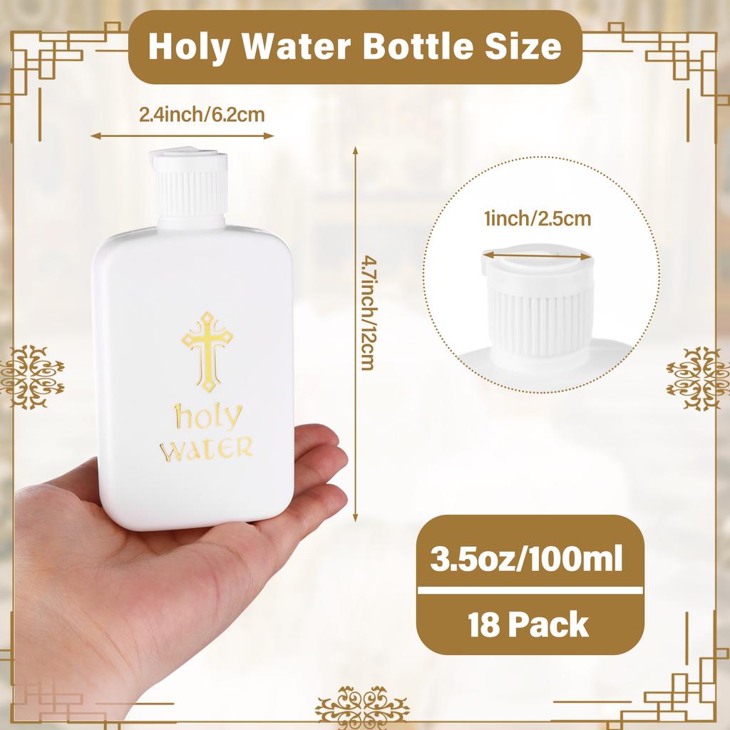 18 szt. Butelek na wodę święconą 100 ml / 3,5 uncji ze złotym wzorem krzyża Plastikowe pojemniki na wodę święconą Wielokrotnego napełniania na Wielkanoc Boże Narodzenie