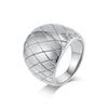 New Fashion Stainless Steel Grid Pattern Ring for Women Party Jewelry