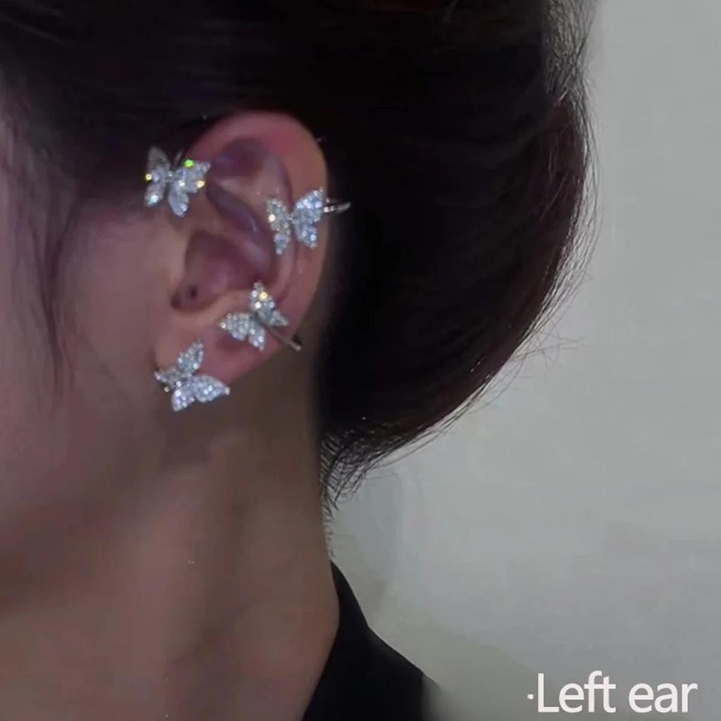 Korean Style Butterfly Ear Clips Without Piercing For Women Sparkling  Ear Cuff Clip Earrings Wedding Party Jewelry Gifts
