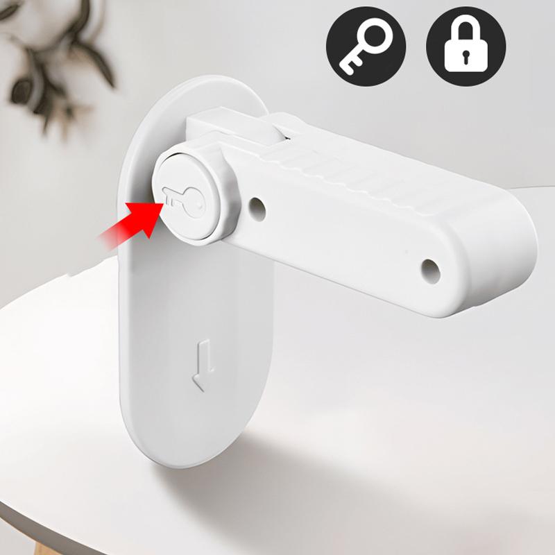 Door Rod Lock Universal Door Lever Lock Anti Opening Handle Child and Baby Safety Lock No Drilling Multifunctional Hidden Button