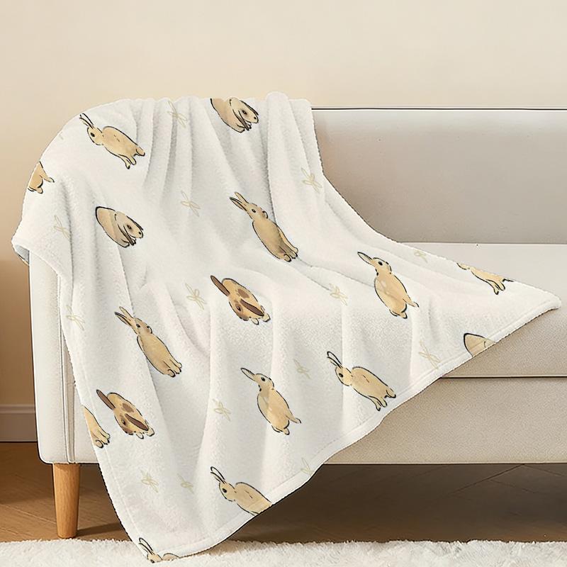 Flannel Fleece Blanket, Rabbit Series – Ultra Soft, Warm Single Blanket for Bedroom, Home Decor, Christmas & Halloween