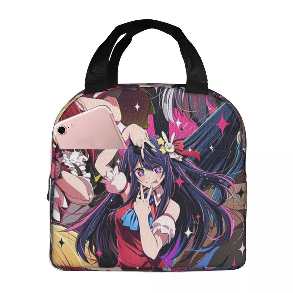 Oshi No Ko Anime Kawaii Insulated Lunch Bag for Women Office Cooler Thermal Food Box Tote Portable Lunch Boxes Container