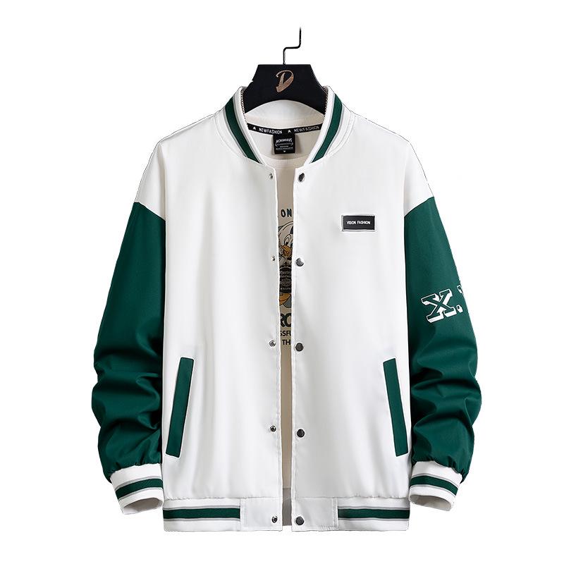 Men's Plus Size Trendy Loose Baseball Jacket - Spring/Autumn Hong Kong Style, Scruffy Cool Casual Outerwear for Couples
