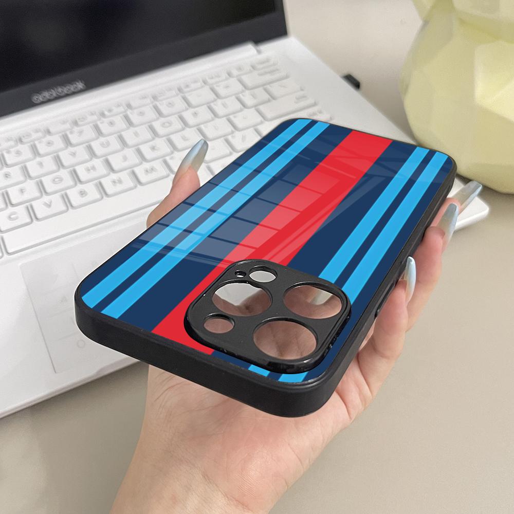Custodia per Telefono a Strisce Orizzontali Martini Racing Vetro Per Samsung Galaxy S26 S25 S23 S24 S21 S22 S20 Ultra Fe Plus A16 Cover
