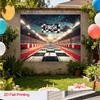 Creative Photography Background for the Finish Line of a Racing Track. Suitable for Family Gardens, Industrial Retro Scenes.