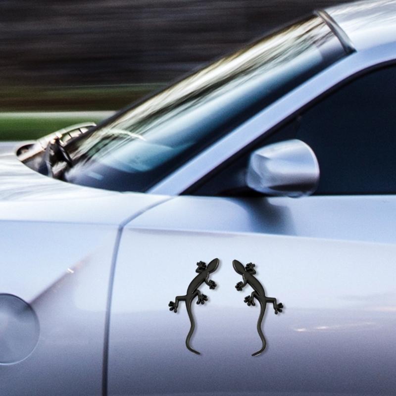 3D Geckoes Metal Scooters Car Decals Badge Emblems Stickers Pack Of 2 For Creative And Individualized Vehicle Decoration