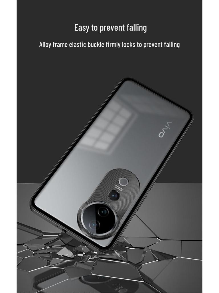 Vivo S30 Pro Metal Frame Snap-On Frosted Back Case with Lock Buckle for S20 V40