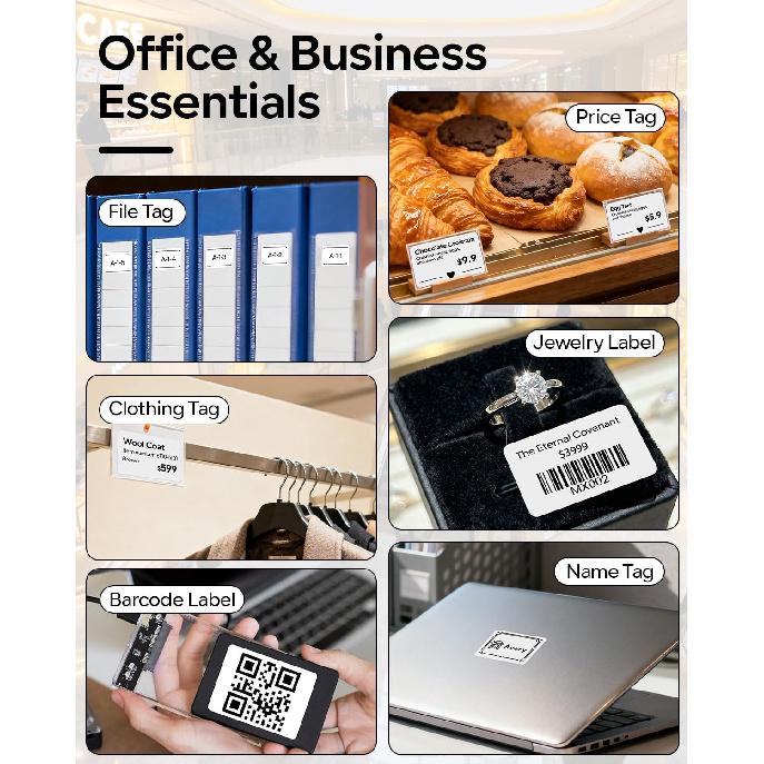 Phomemo M221 Label Maker, New Upgraded 3 Inch Bluetooth Thermal, Easier & More Stable, for Product, Address, Barcode, Small Business, Portable Label