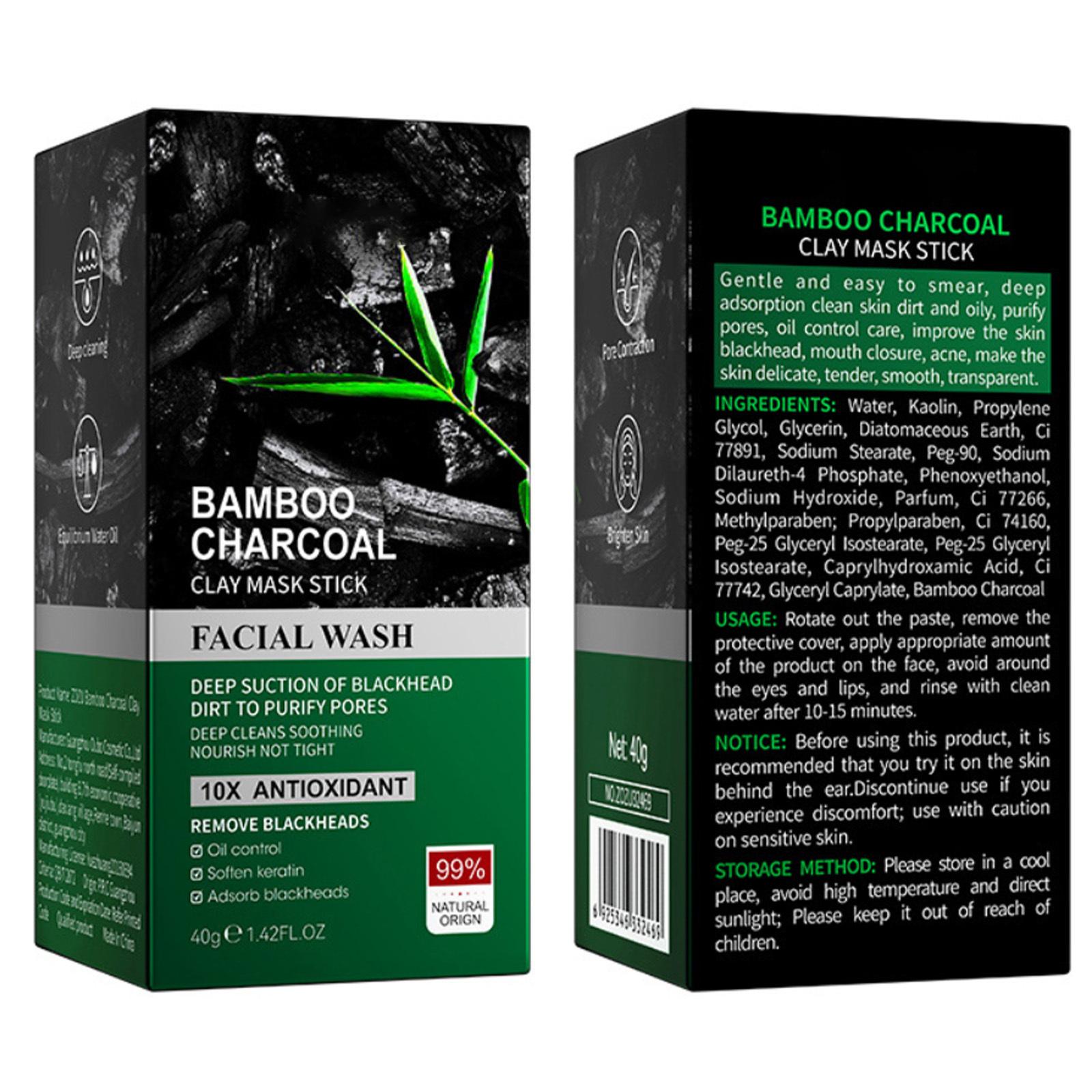 

Travel-Friendly 40g Bamboo Charcoal Face Stick – Refreshing Pore Care, Oil Balancing, Solid Mask for All Skin Types One Size чёрный