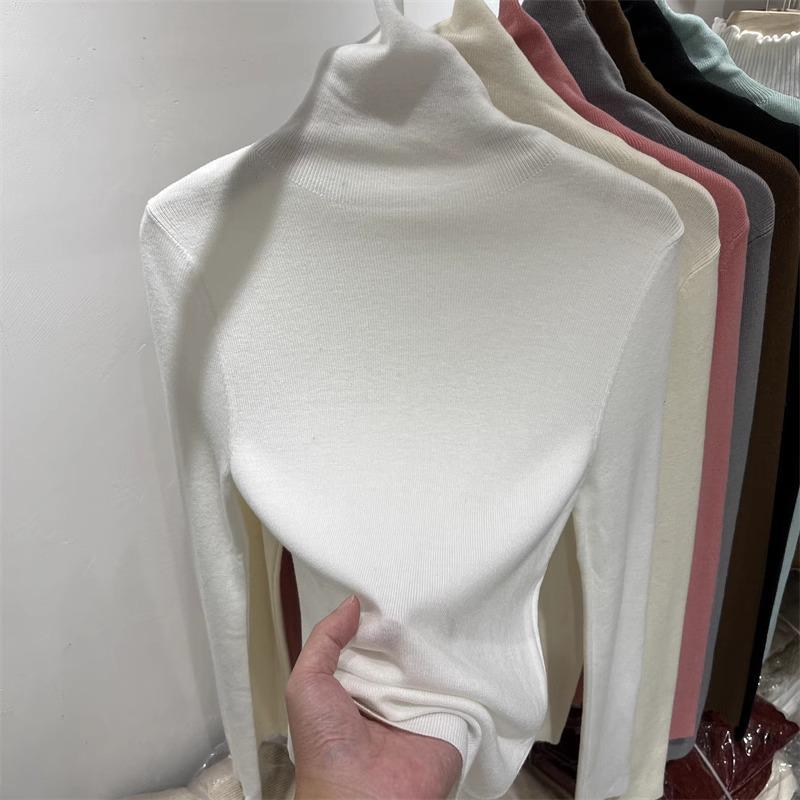 Maglione Dolcevita Lavorato a Maglia Slim-Fit da Donna - Primavera 2025 Top a Collo Alto a Maniche Lunghe Sovrapposto