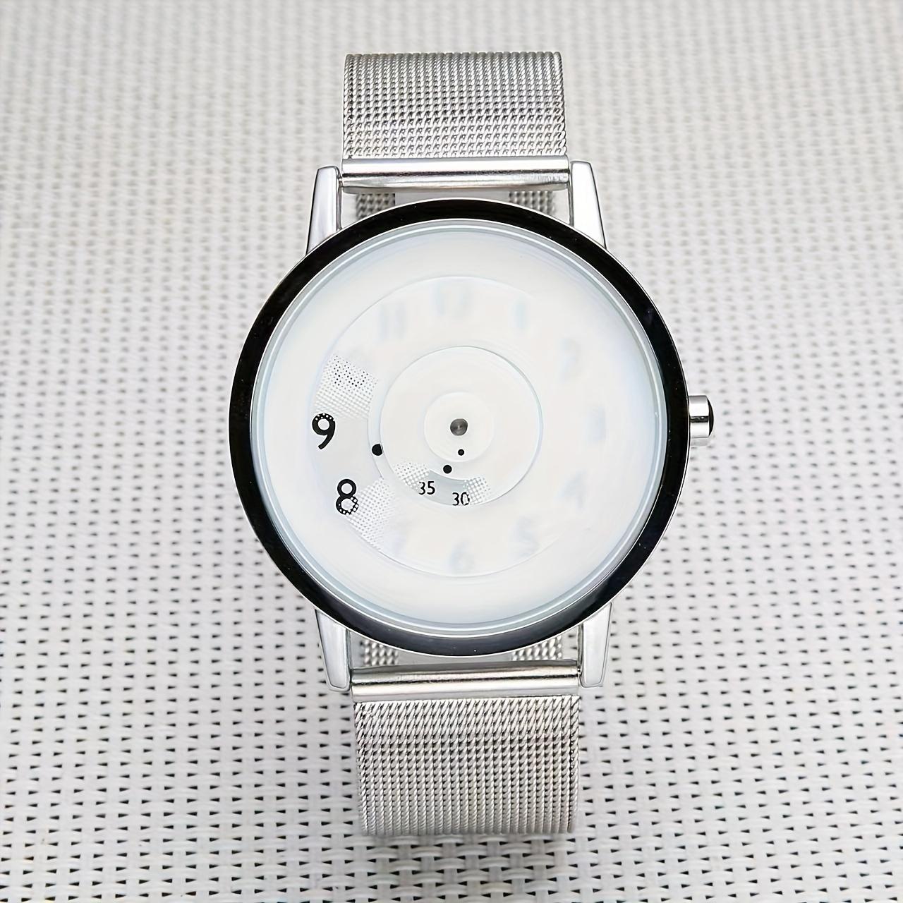 

1pcSteel Band Creative Trend Pointless Style Watch Women s Simple and Elegant Style Black Technology Men s Personalized Watch білий