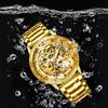 Men Gold Mechanical Watch Dragon Phoenix Skeleton Stainless Steel Watch