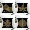 Golden Leaf & Branch Pattern Pillow Case Cotton Linen Fabric Square Zipper Pillowcase Home Decorative Living Room