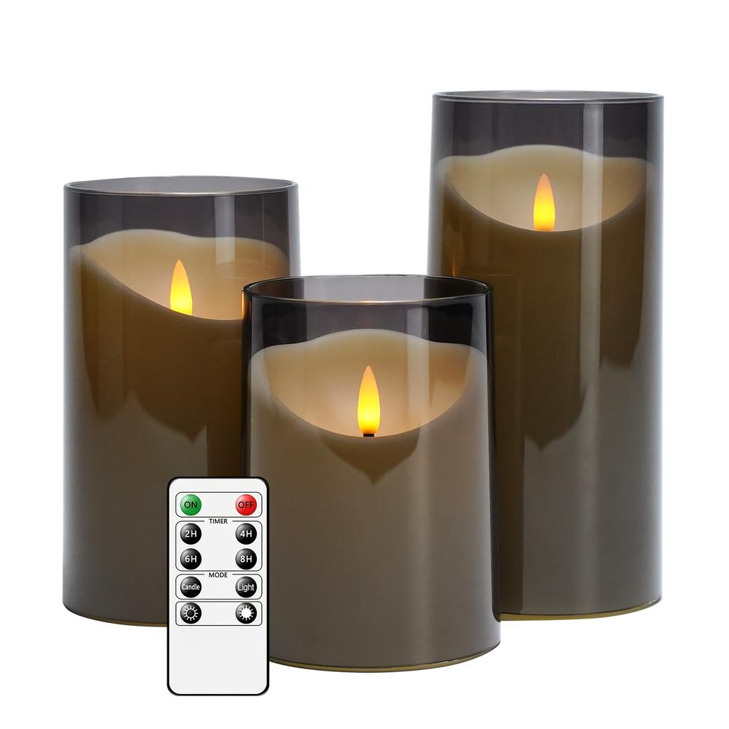3Pcs/set LED Candle Light Electronic Battery Flickering Fake Tealight with Remote Control Timer for Christmas Wedding LED Lights