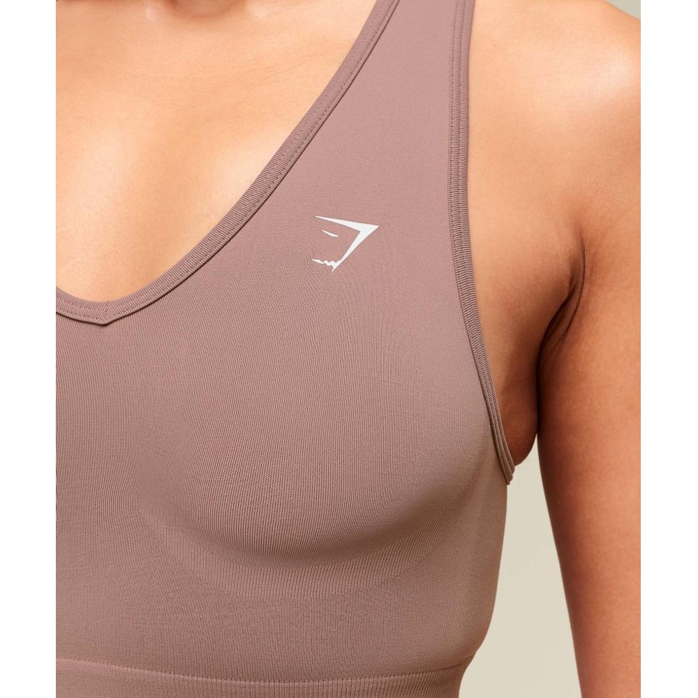 Gymshark Everyday Seamless Crop Tank Chestnut Pink B7a3h Kcpn