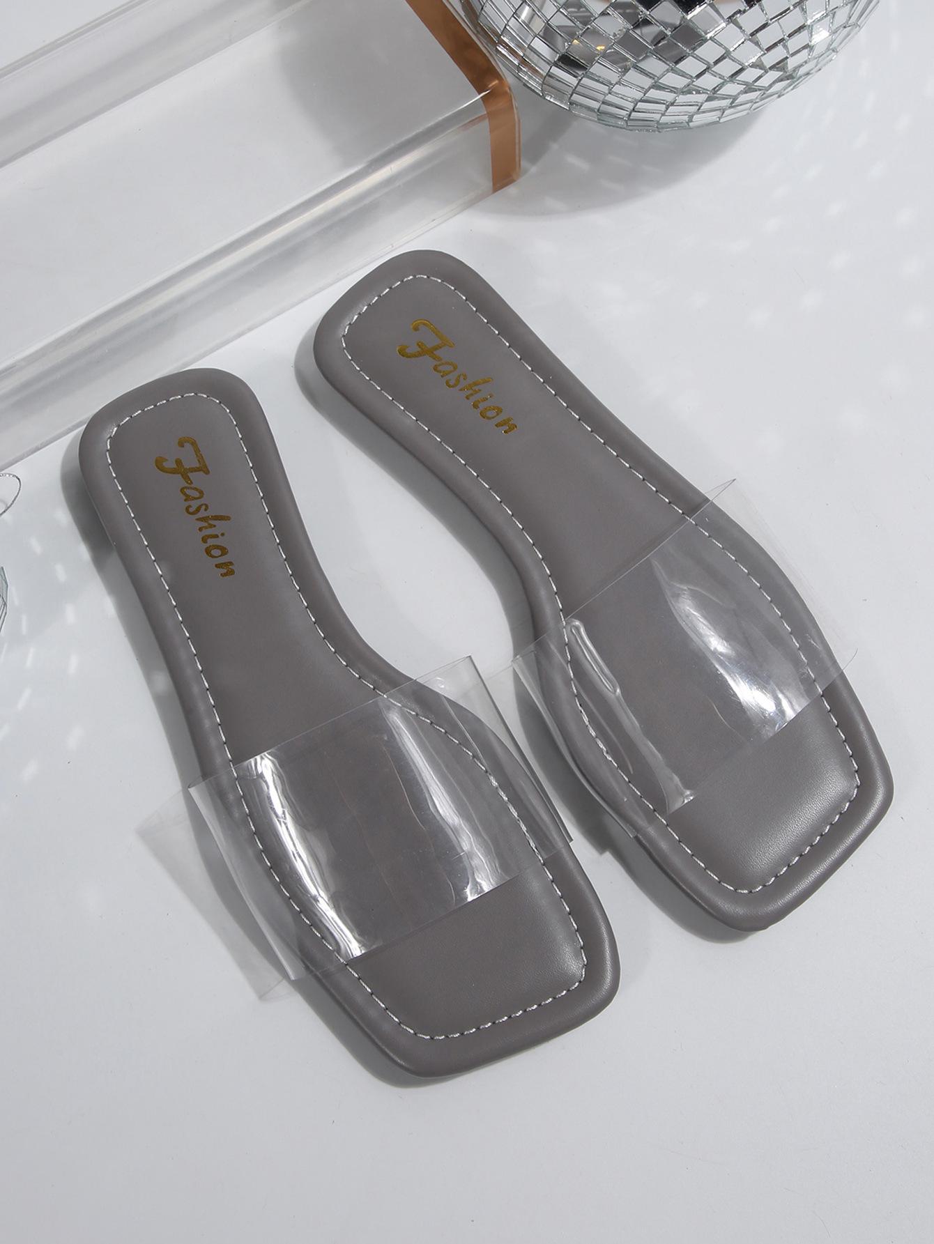 

[Foreign Trade] Transparent slippers are fashionable and versatile for women s outer wear. Flat bottom non-slip sandals are fairy-like and gentle. 43