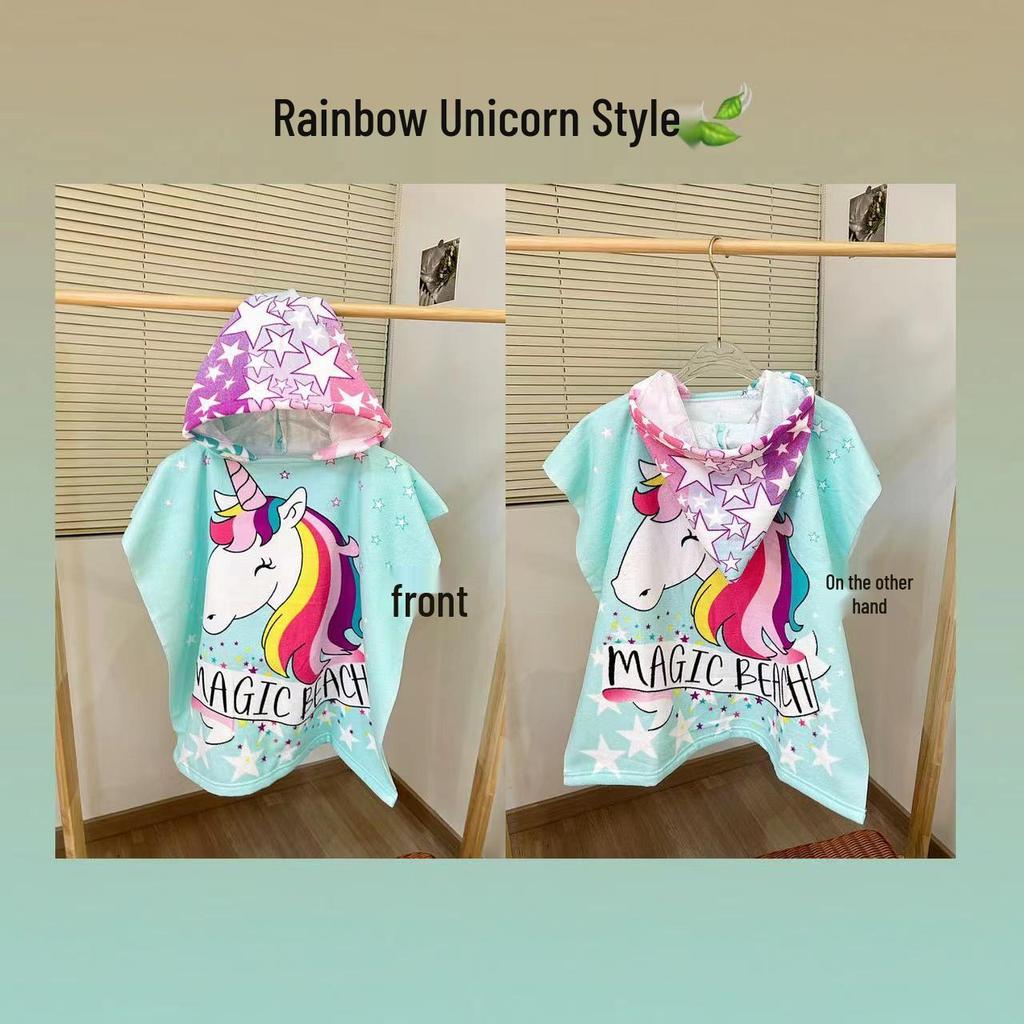 Adorable Cartoon Baby Bath Poncho - Soft, Skin-Friendly, Non-Shedding, Quick-Dry, Absorbent Towel