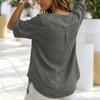 Women V Neck Button Half Sleeve Casual Loose Fit Blouse Lightweight Linen Tunic Top for Summer Spring