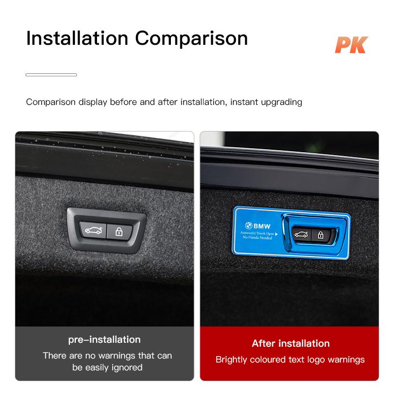 BBLB5 Car Trunk Tailgate Switch Cover Stainless Steel Sticker Auto Interior For BMW X1 X2 X3 X5 X4 X6 X7 G30 G20 G32 G11 G12 F40 F30